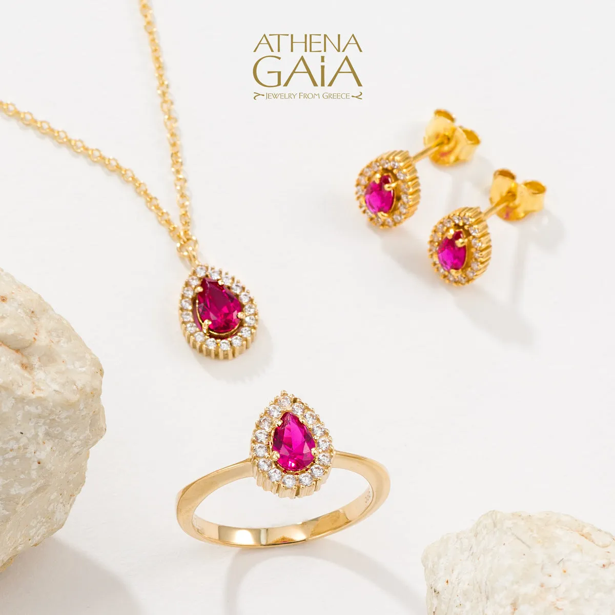 Al'Oro Large Halo Pear Pendant with Necklace