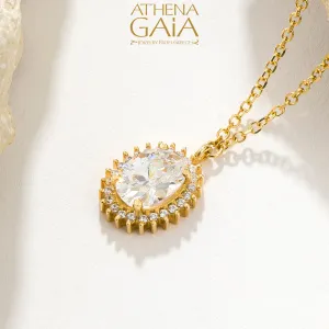 Al'Oro Oval Halo Pendant with Necklace