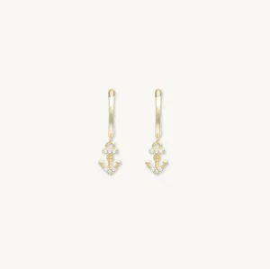 Anchor Sapphire Huggie Earrings