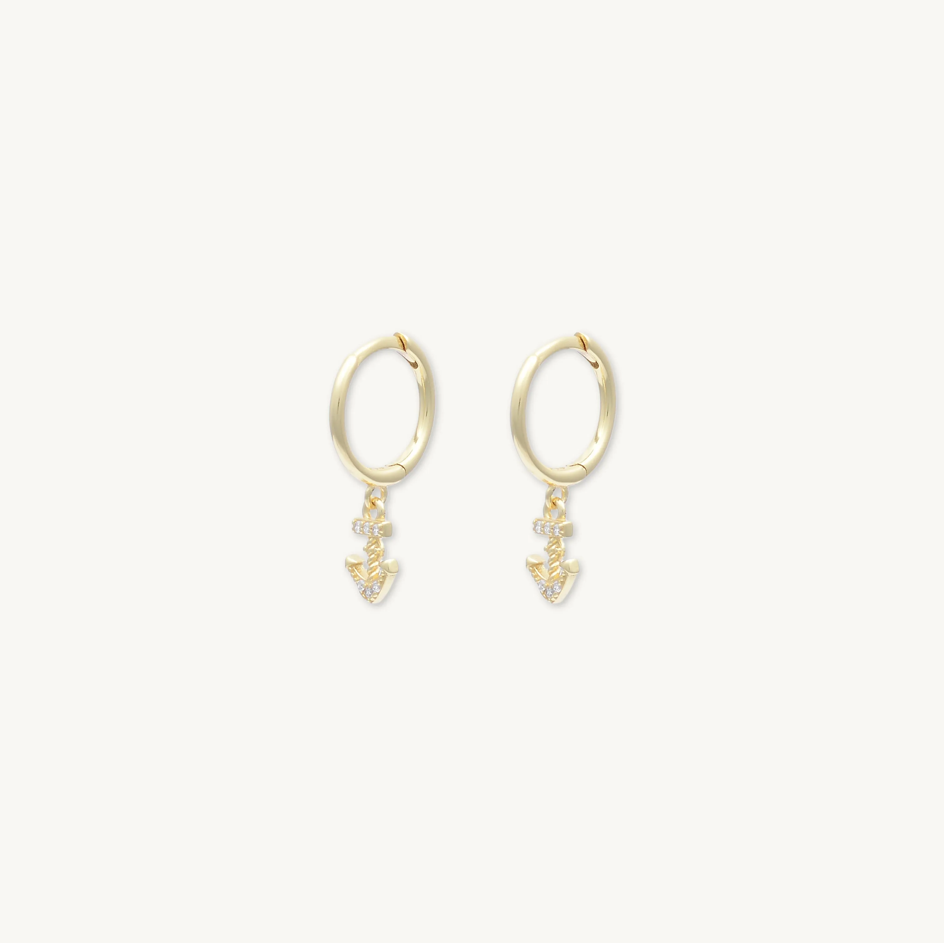 Anchor Sapphire Huggie Earrings