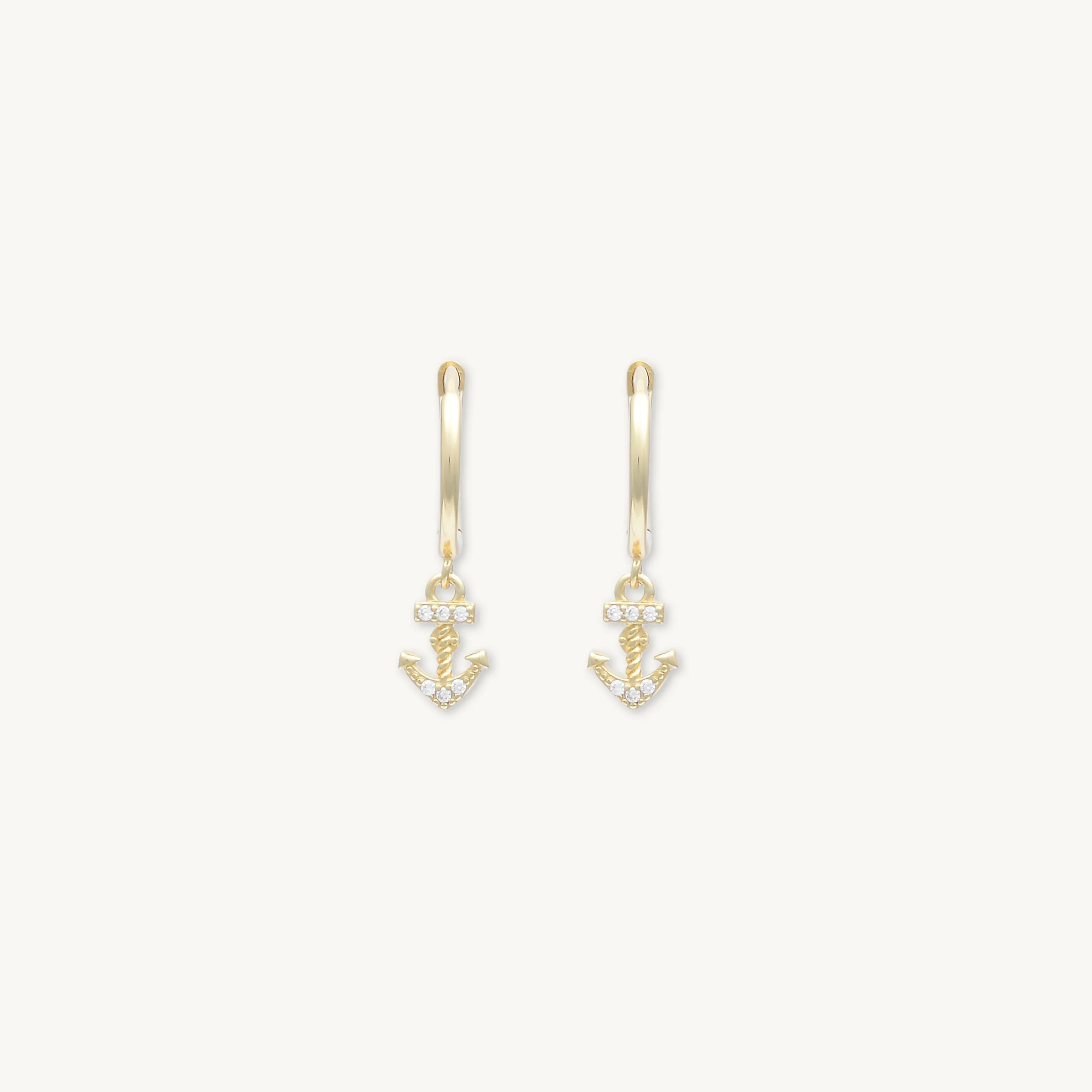 Anchor Sapphire Huggie Earrings