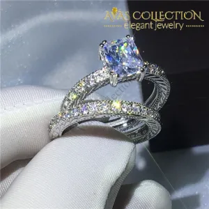 Antique Wedding Set- Princess Cut