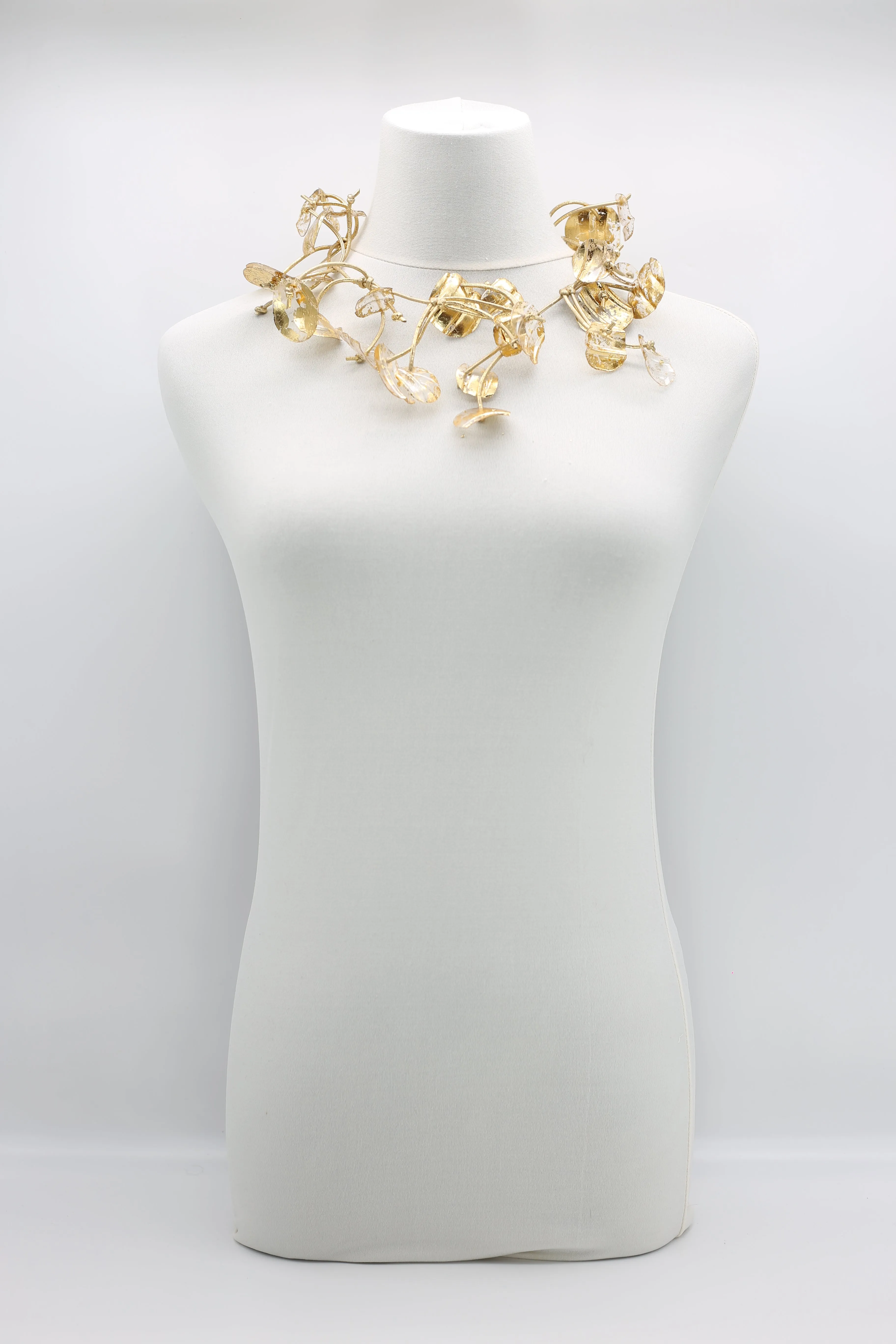 Aqua Water Lily Leaf Necklaces - Short - Hand-gilded