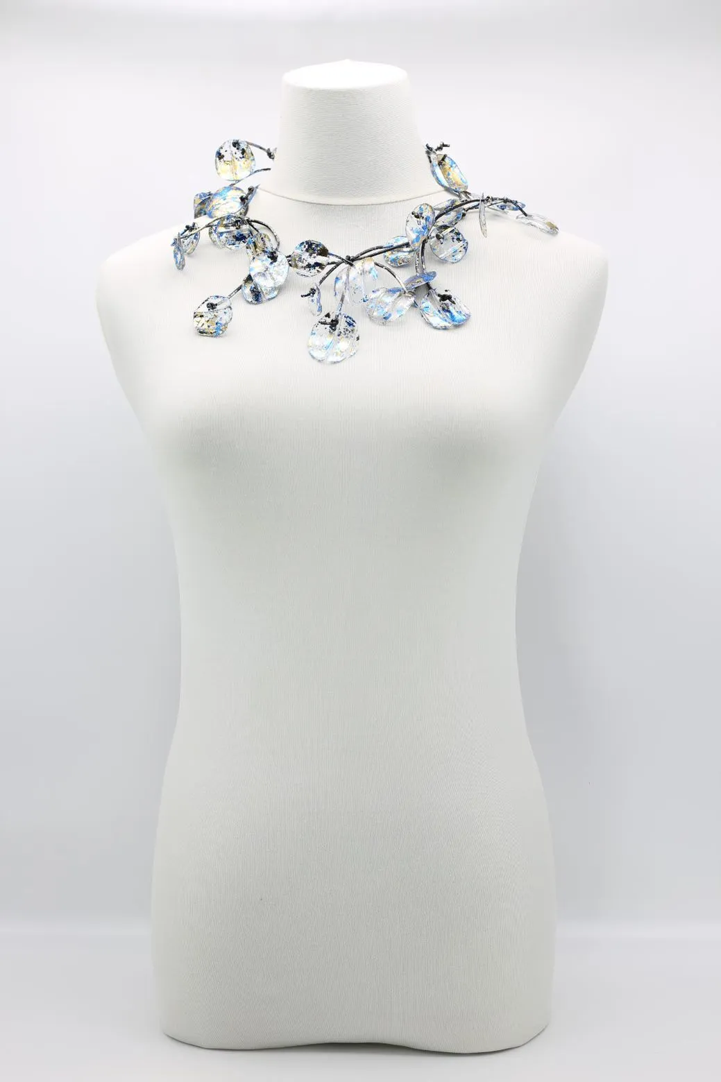 Aqua Water Lily Leaf Necklaces - Short - Hand-gilded