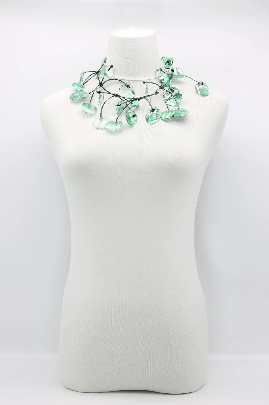 Aqua Water Lily Leaf Necklaces - Short - Hand-gilded