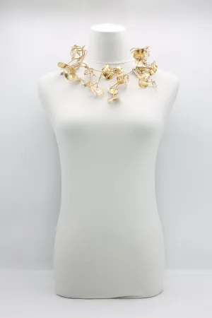Aqua Water Lily Leaf Necklaces - Short - Hand-gilded