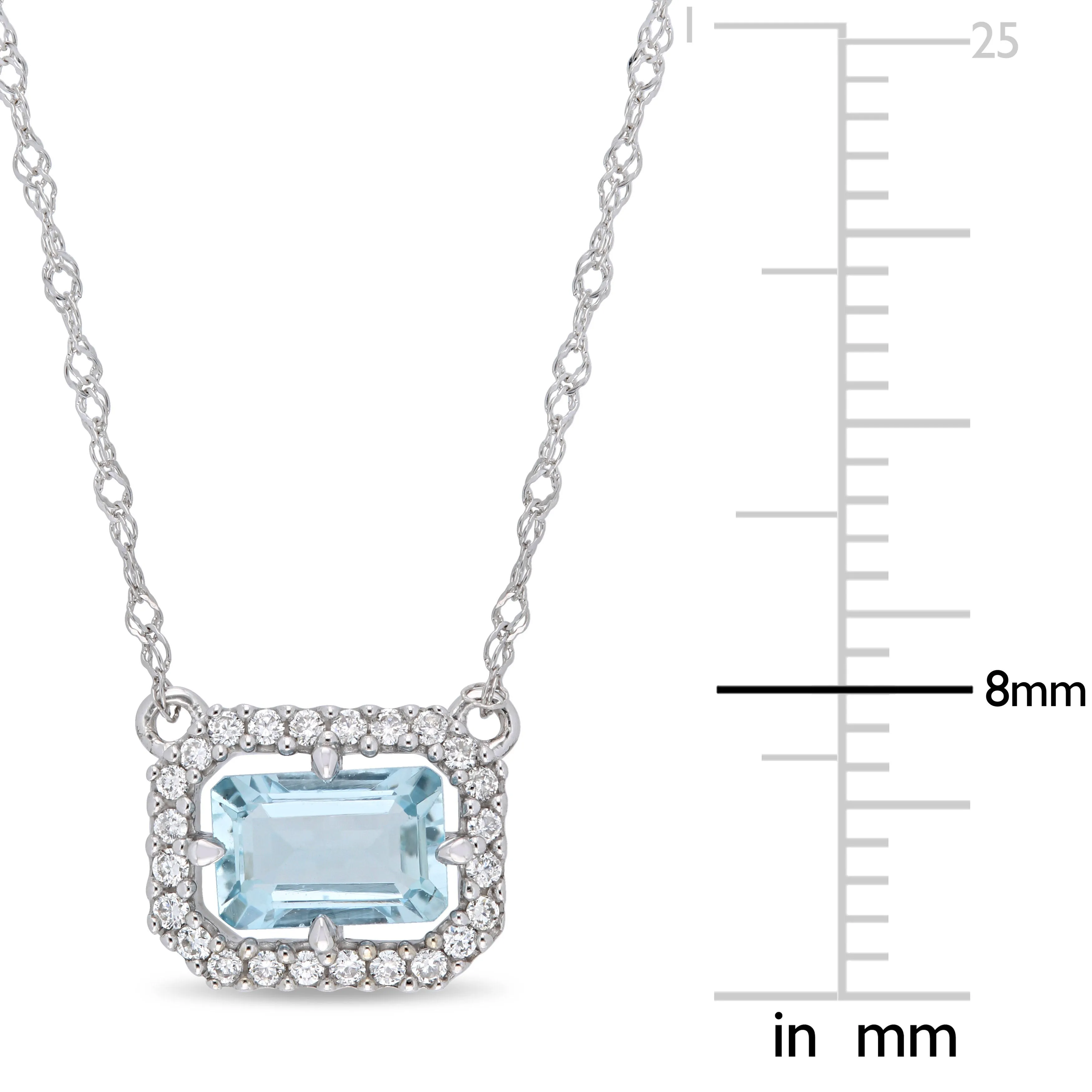 Aquamarine Halo Station Necklace