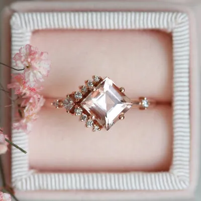 Aria Peach Morganite & Diamond Cluster Ring