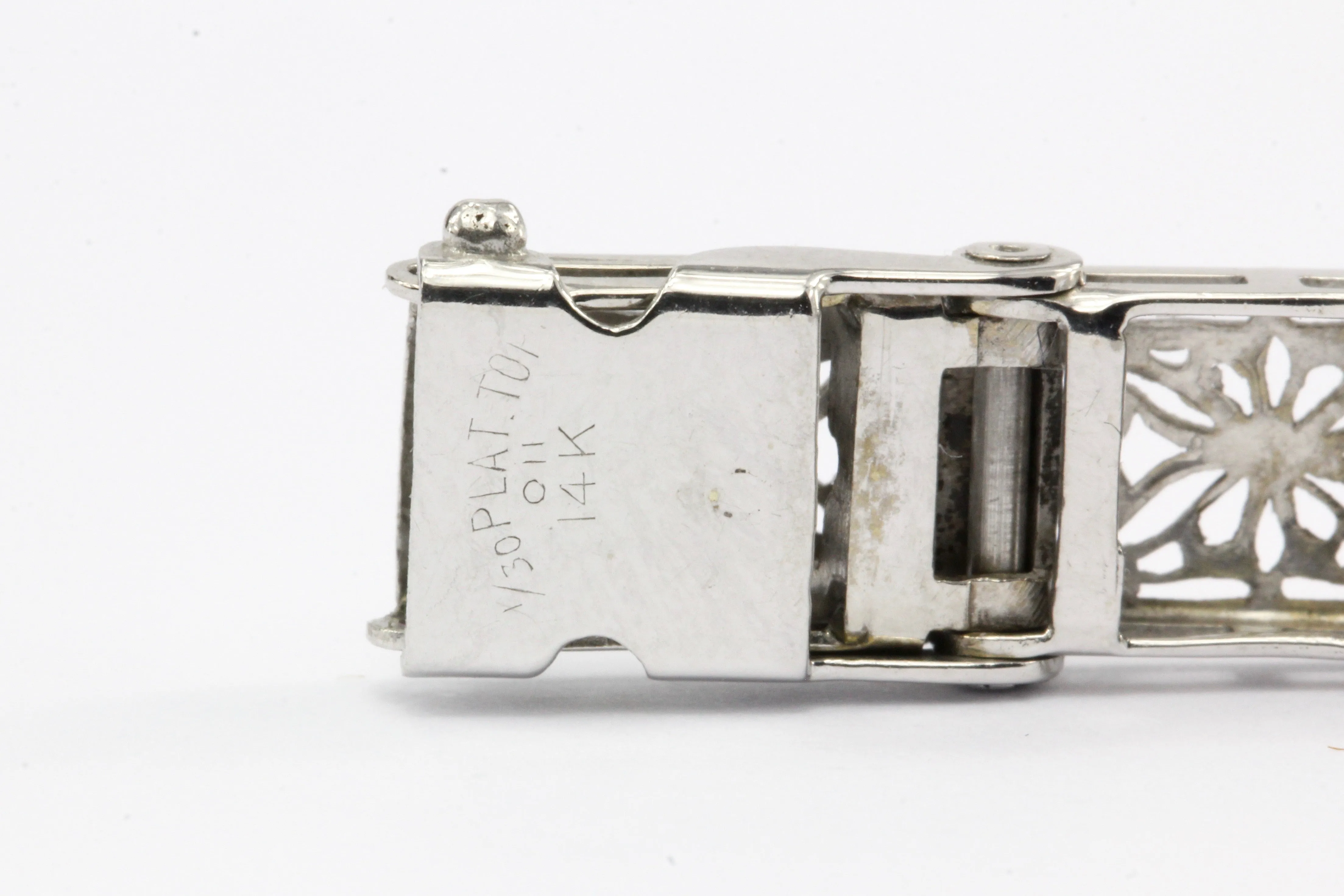 Art Deco 14K White Gold & Platinum Diamond Sapphire Bracelet c.1930's