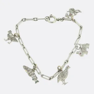 Art Deco Diamond Animal Charm Bracelet