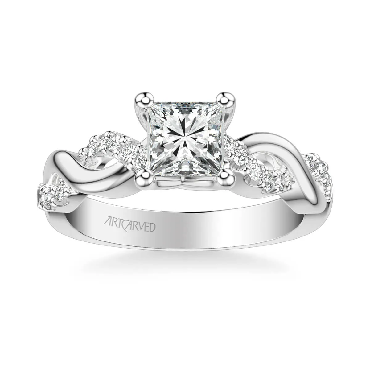 Artcarved "Gabriella" Princess Cut Twist Diamond Engagement Ring