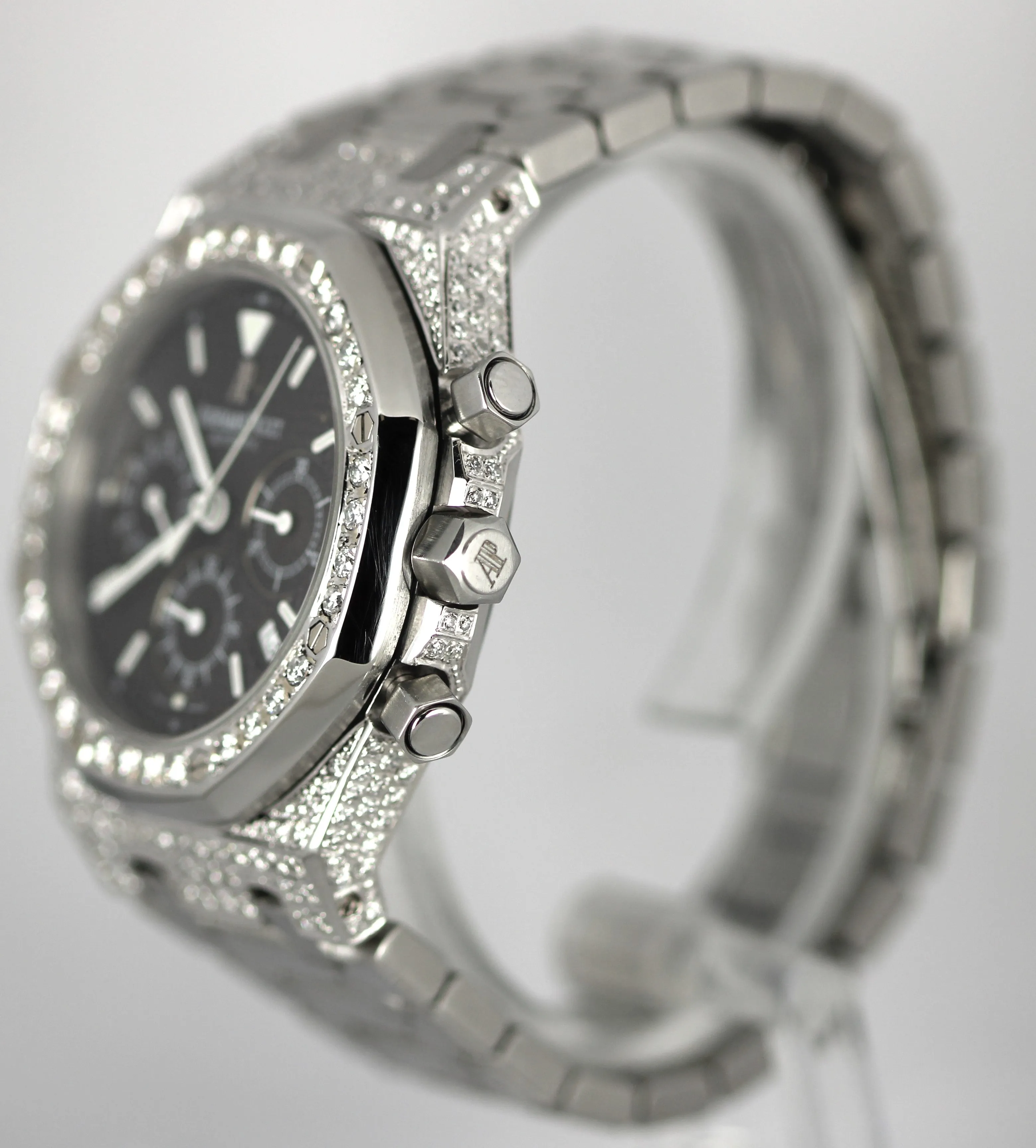 Audemars Piguet Royal Oak Chronograph Steel DIAMONDS Black 39mm 25860ST Watch