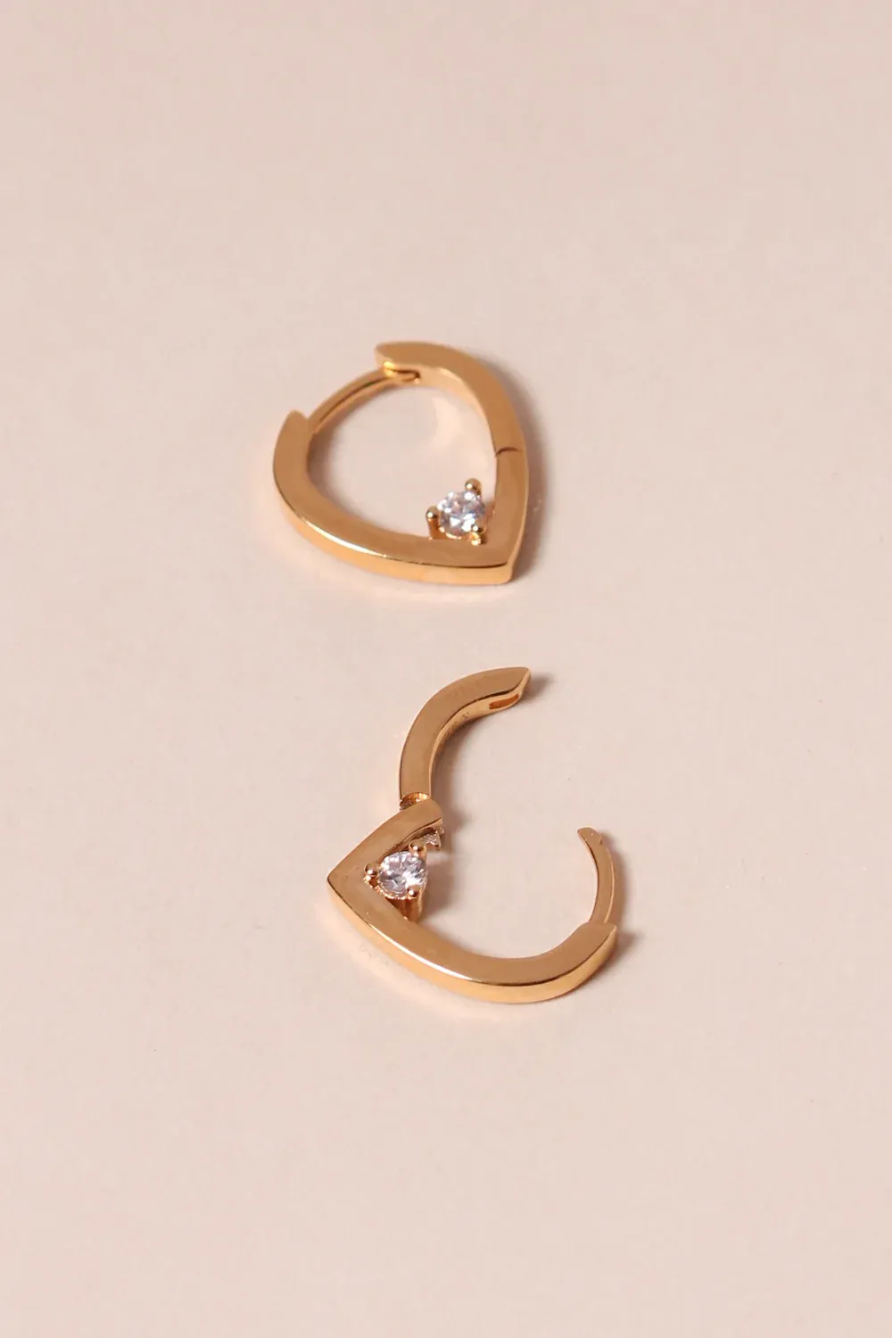 Audrey gold heart hoop earrings