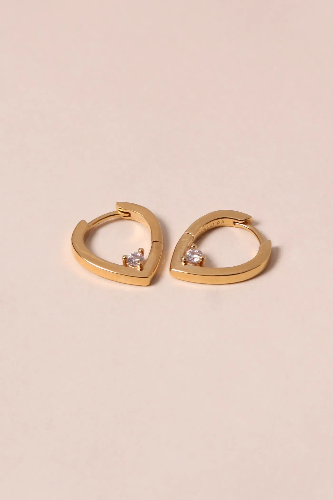 Audrey gold heart hoop earrings