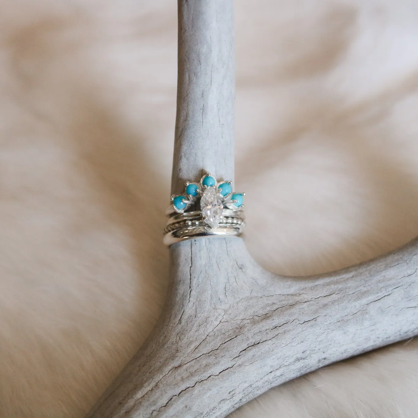 'Aurelia' Moissanite Engagement   Turquoise Wedding Ring Set // Made to Order