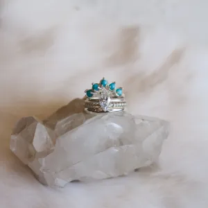 'Aurelia' Moissanite Engagement   Turquoise Wedding Ring Set // Made to Order