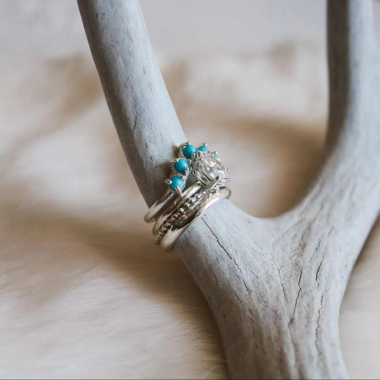 'Aurelia' Moissanite Engagement   Turquoise Wedding Ring Set // Made to Order