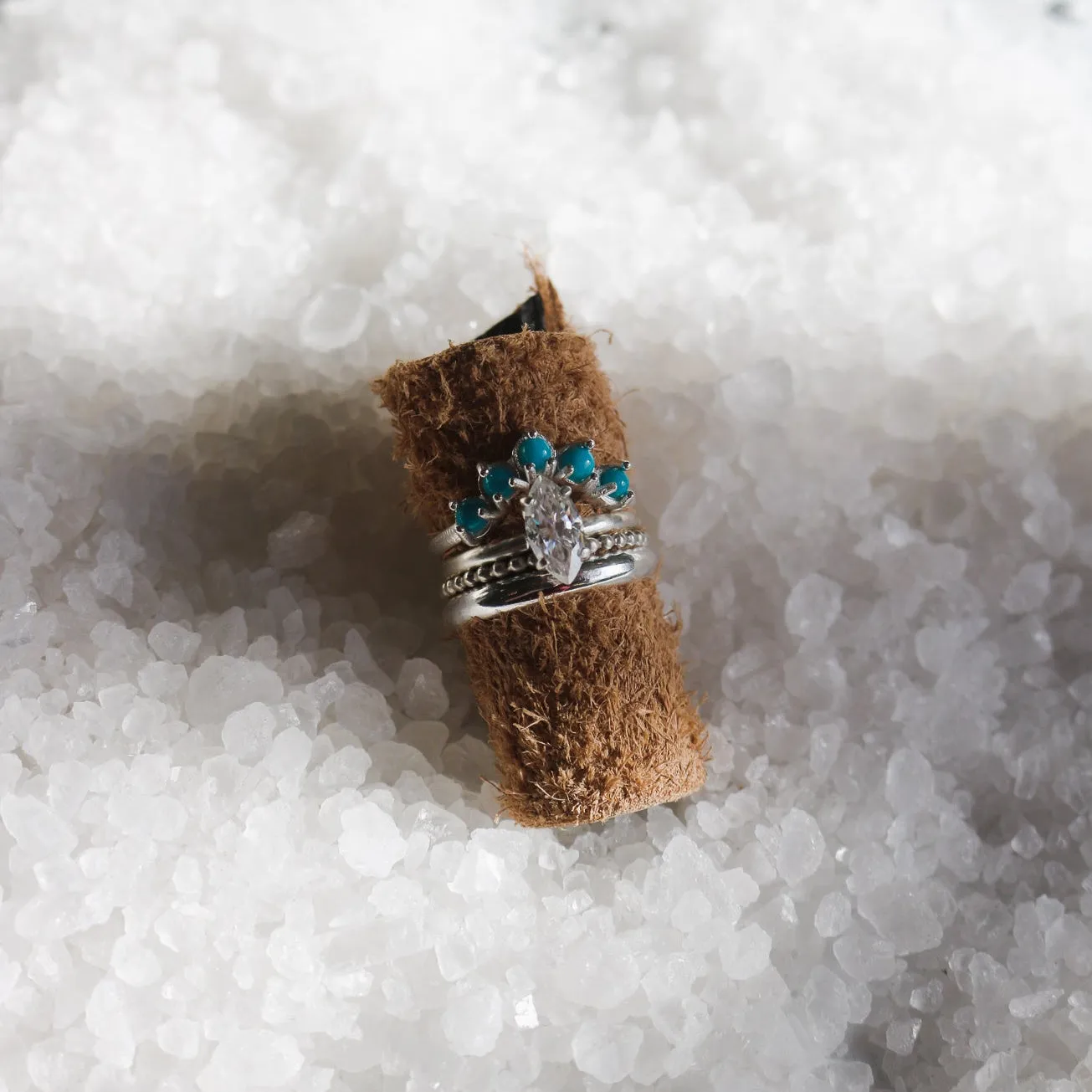 'Aurelia' Moissanite Engagement   Turquoise Wedding Ring Set // Made to Order