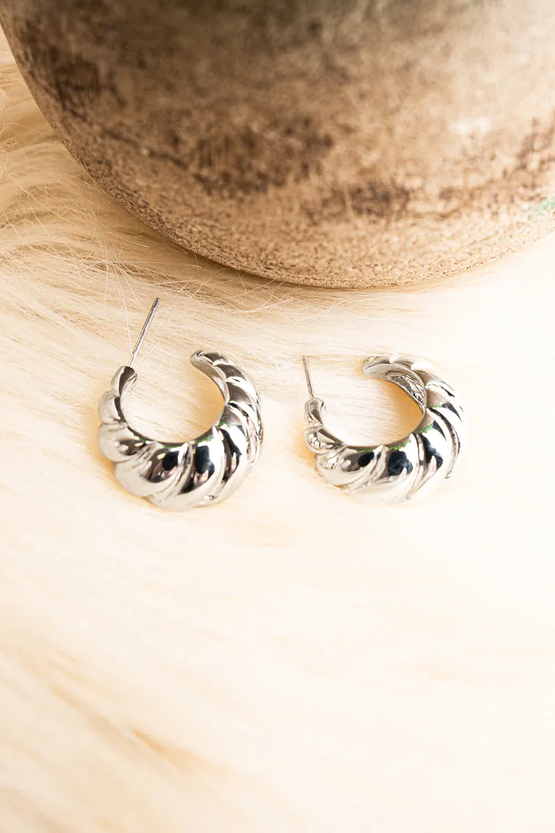 Balcony Brunch Silvertone Hoop Earrings