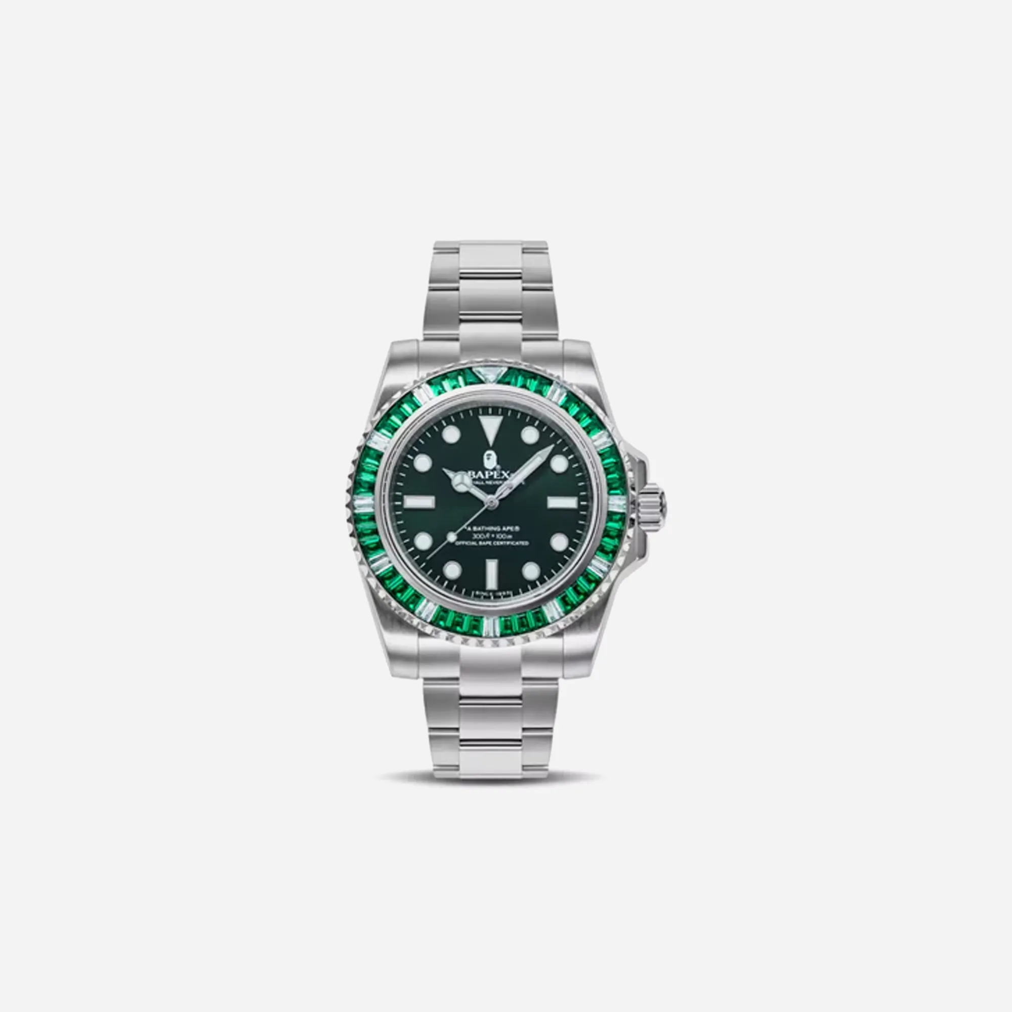 Bape Type 1 Bapex Crystal Stone Watch Green