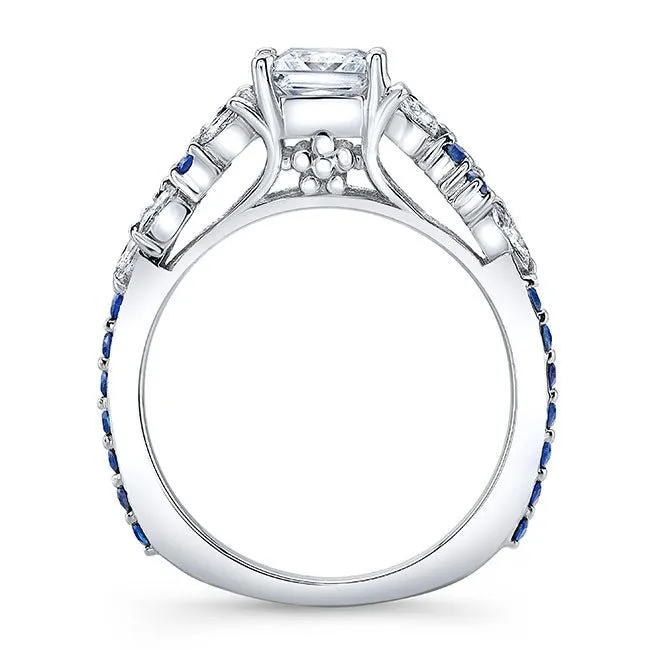Barkev's Blue Sapphire Petal Diamond Encrusted Engagement Ring