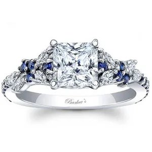 Barkev's Blue Sapphire Petal Diamond Encrusted Engagement Ring