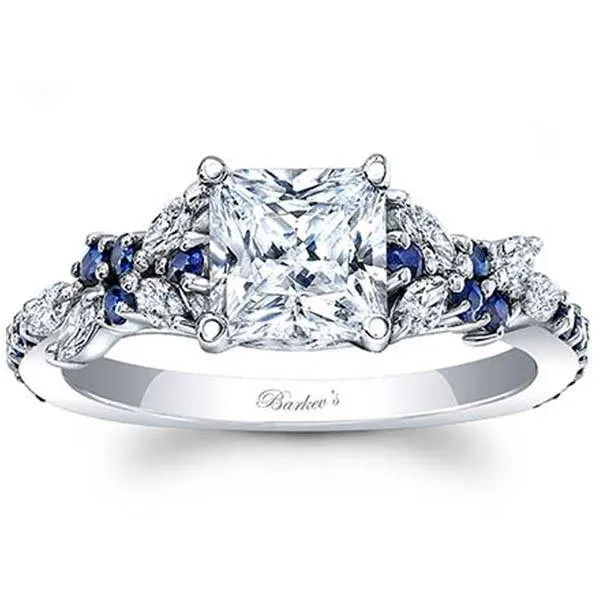 Barkev's Blue Sapphire Petal Diamond Encrusted Engagement Ring