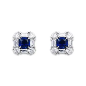 Bayco Platinum Natural Unheated 2.07ctw Sapphire & Diamond Earrings - AMG3519O