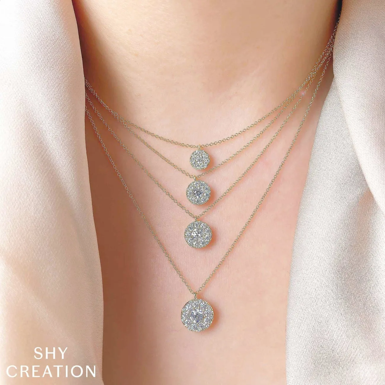 Bella Riva 14K White Gold & Diamond Halo Pavé Cluster Necklace