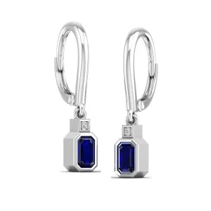 Bezel-Set Sapphire and Diamond Dangle Drop Earrings