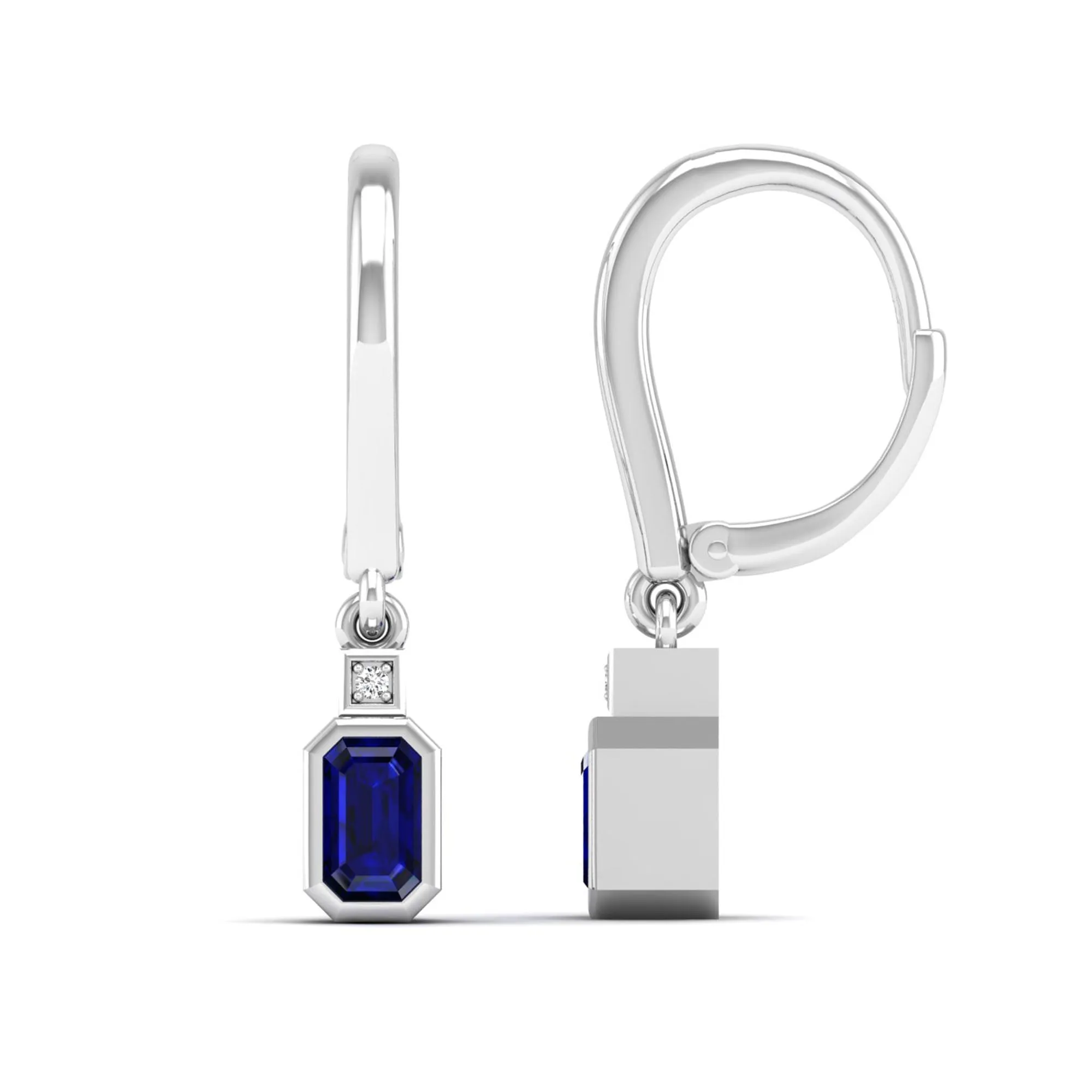 Bezel-Set Sapphire and Diamond Dangle Drop Earrings