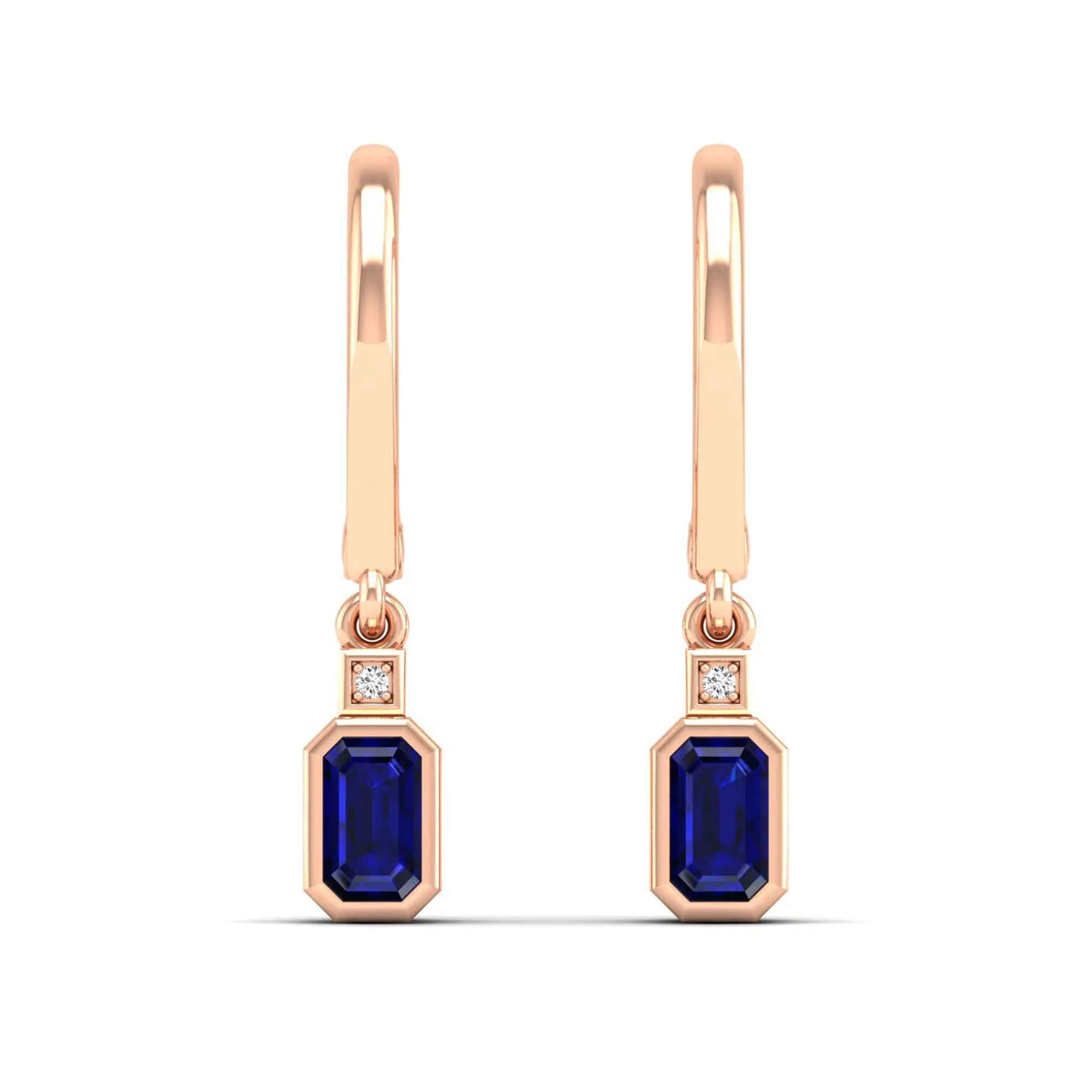 Bezel-Set Sapphire and Diamond Dangle Drop Earrings