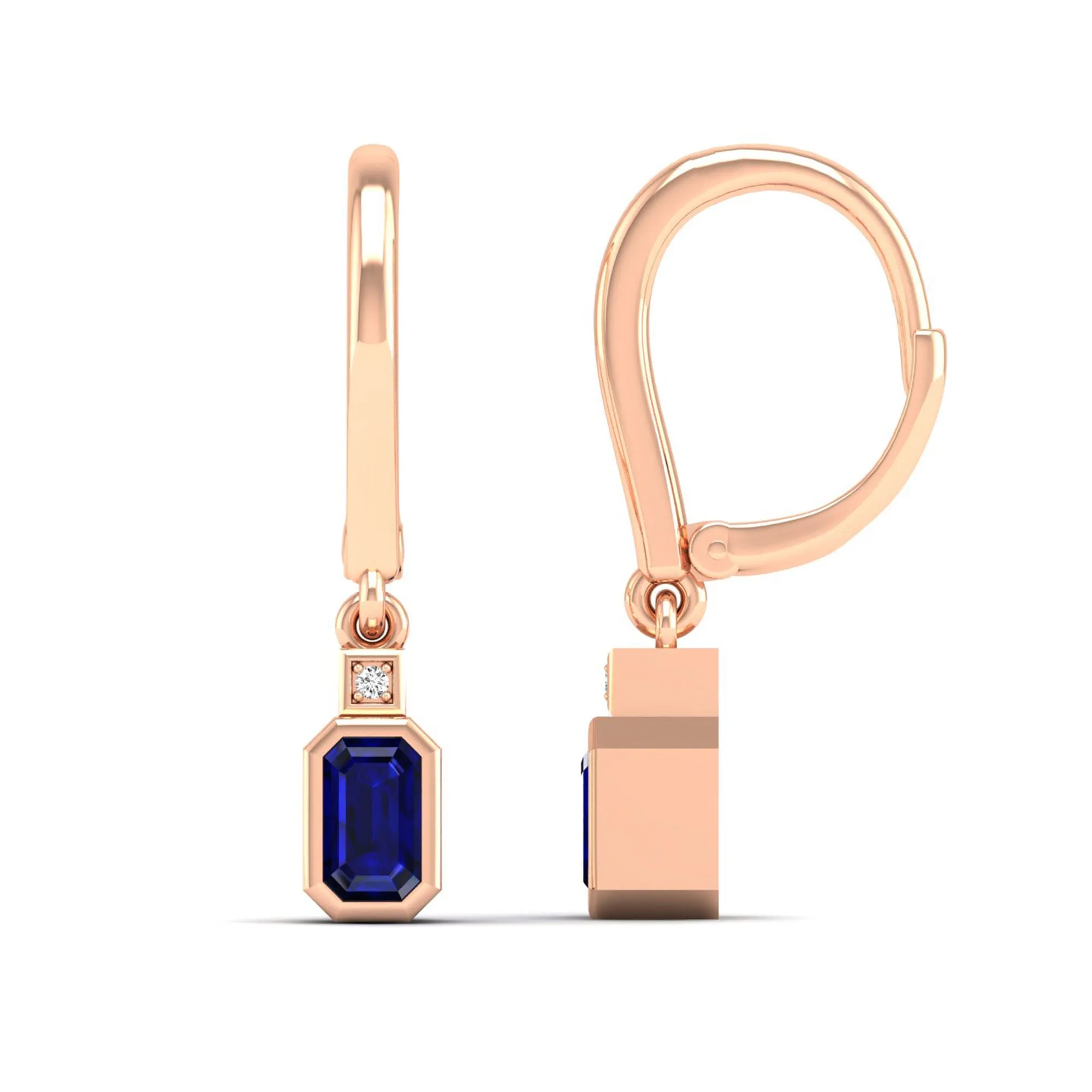 Bezel-Set Sapphire and Diamond Dangle Drop Earrings