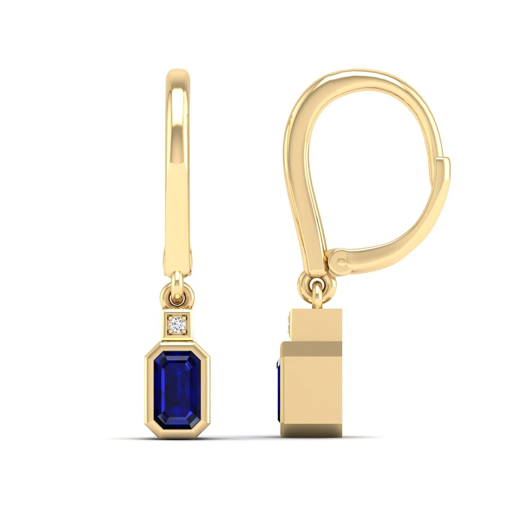 Bezel-Set Sapphire and Diamond Dangle Drop Earrings
