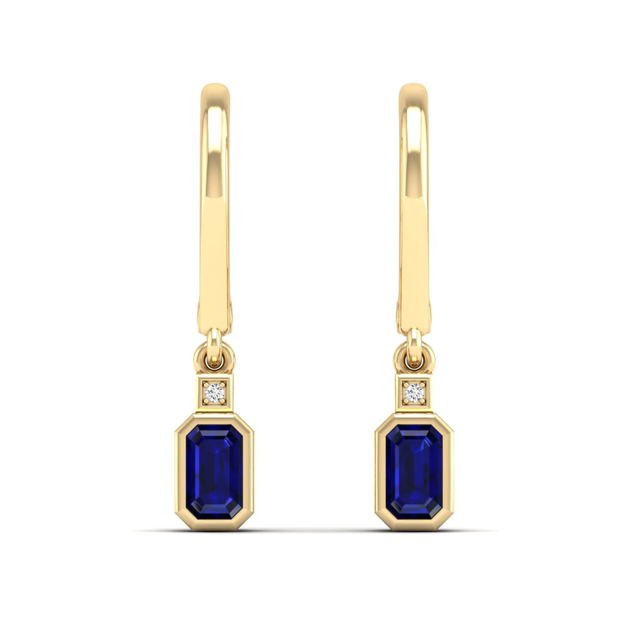 Bezel-Set Sapphire and Diamond Dangle Drop Earrings
