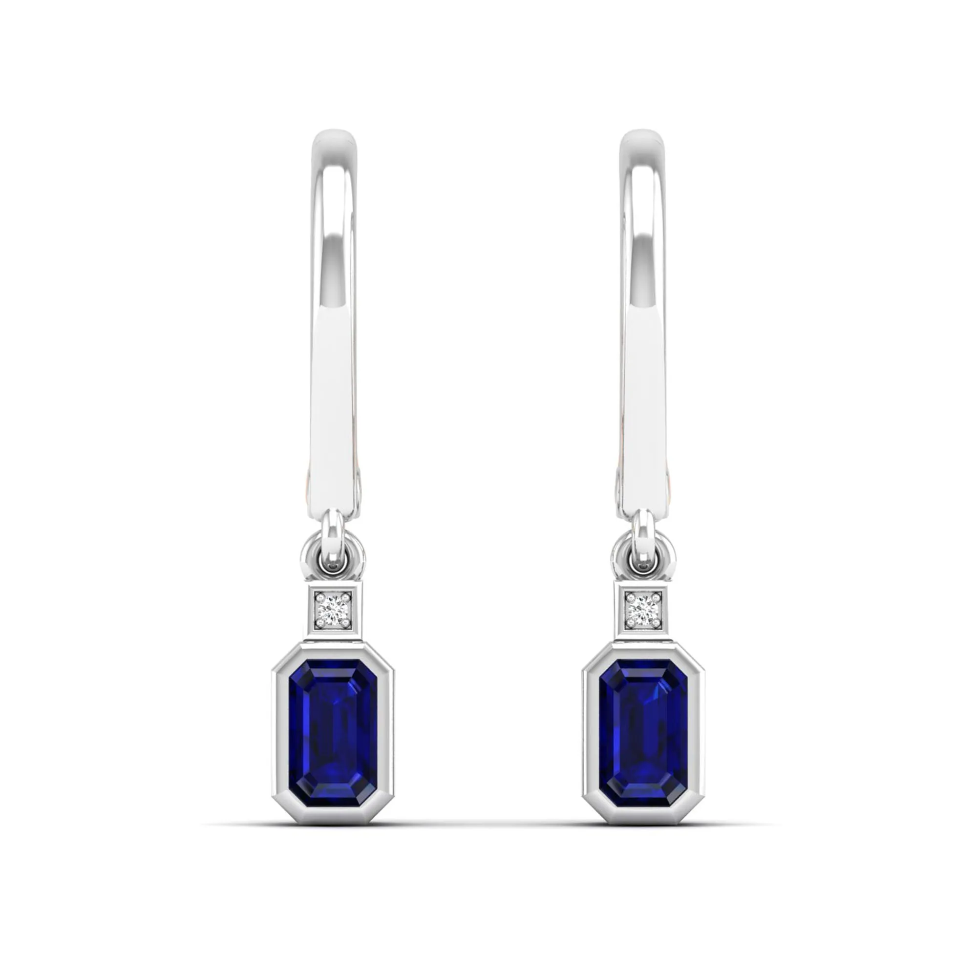 Bezel-Set Sapphire and Diamond Dangle Drop Earrings