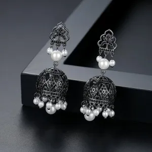 BGP Black Sapphire Pearl Jhumka /Jhumki Earrings