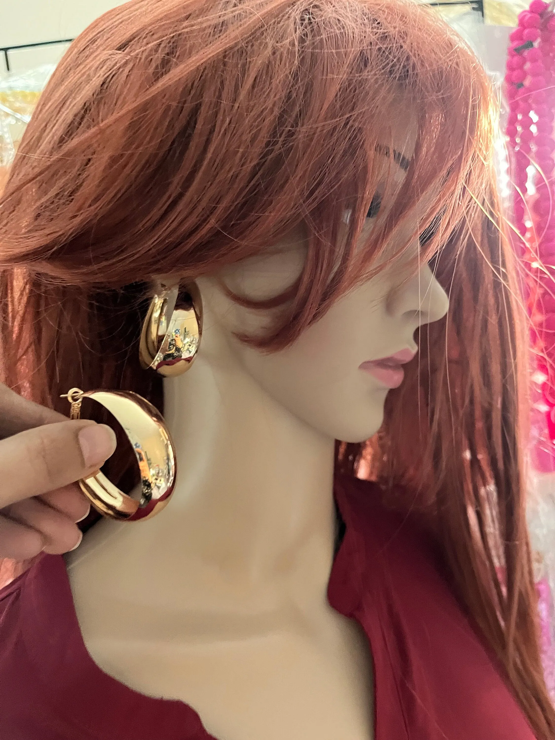 Big gold hoops , vintage style gold earring , chunky gold earring , geometric gold earring ,