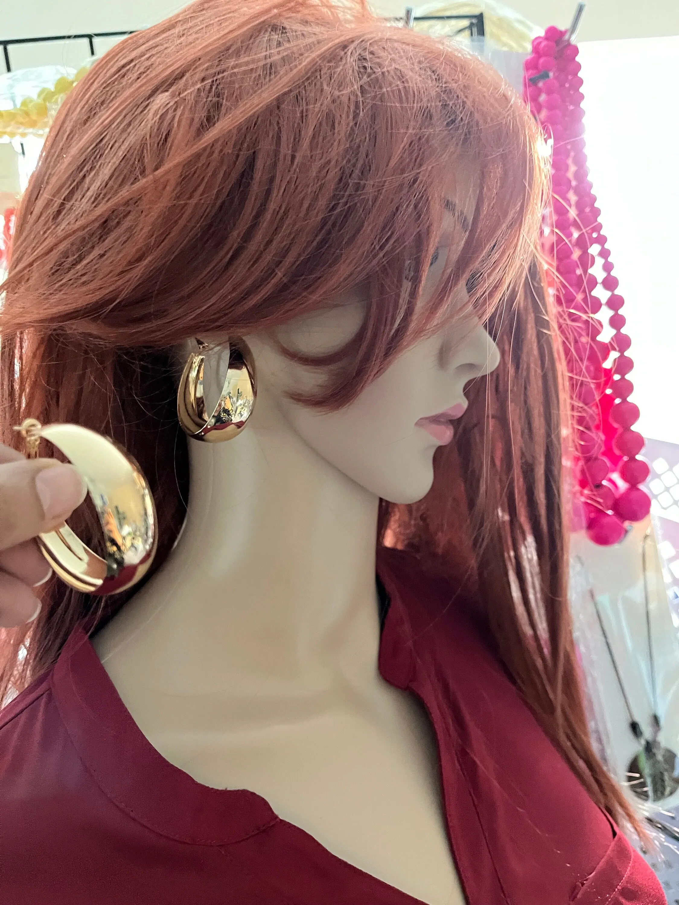 Big gold hoops , vintage style gold earring , chunky gold earring , geometric gold earring ,