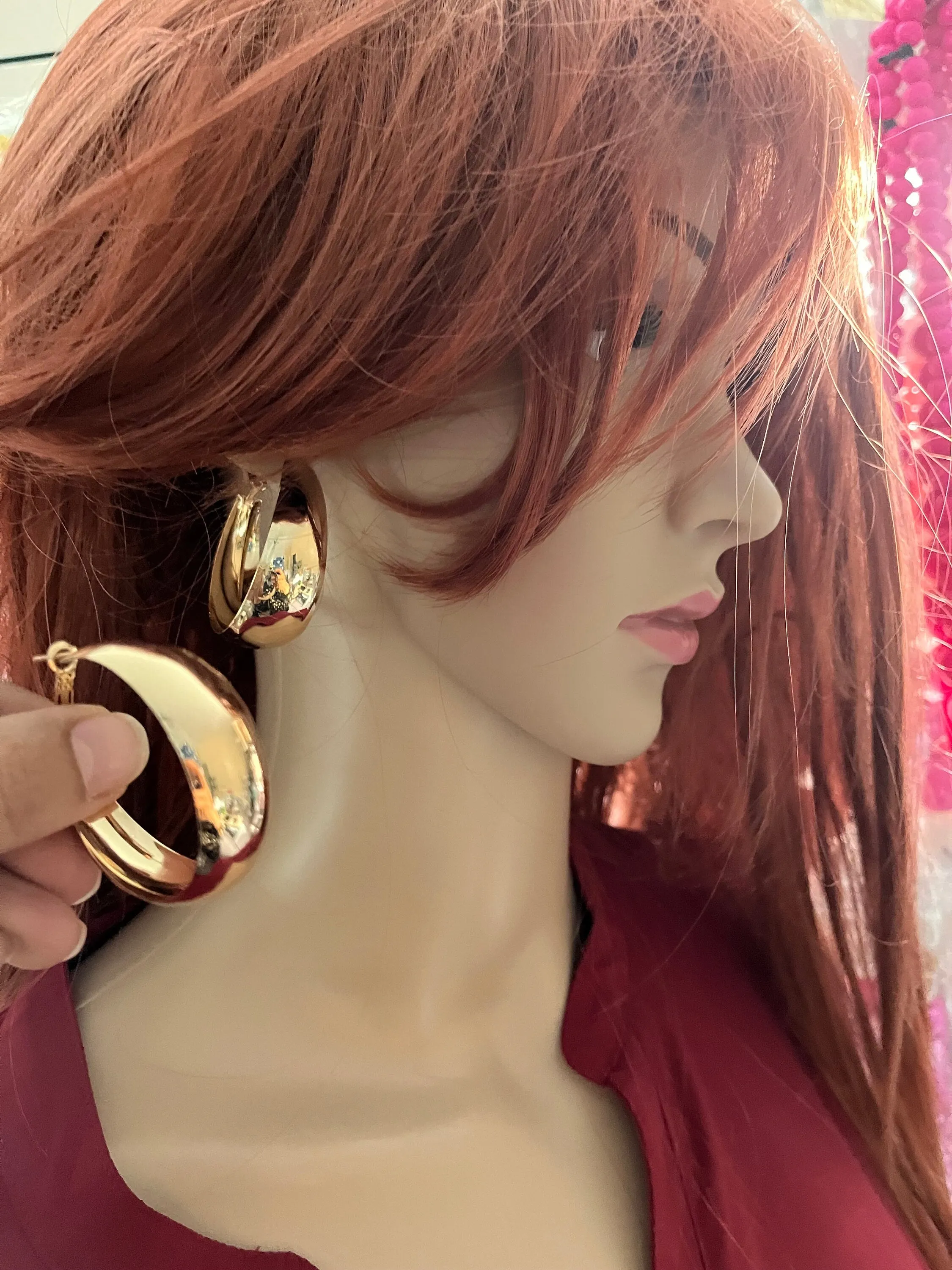 Big gold hoops , vintage style gold earring , chunky gold earring , geometric gold earring ,