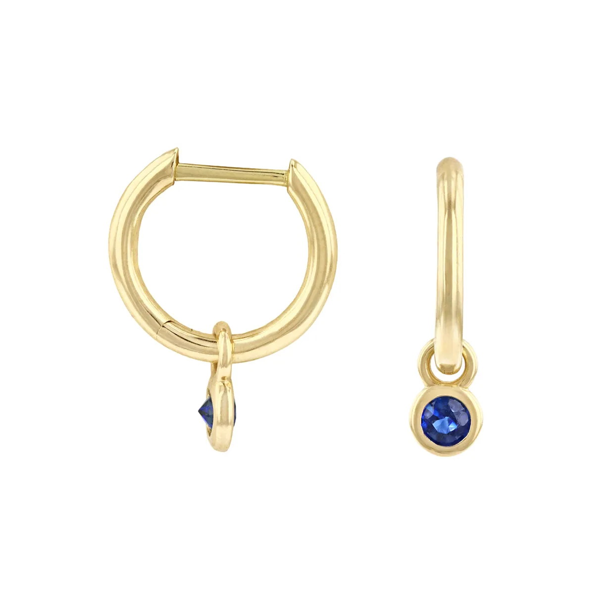 Birthstone Collection 0.33ct Sapphire Drop Hoop Earrings | 9K Yellow Gold