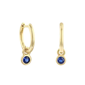 Birthstone Collection 0.33ct Sapphire Drop Hoop Earrings | 9K Yellow Gold