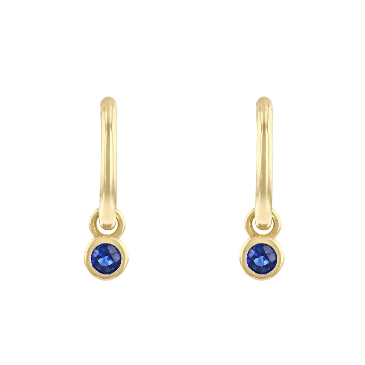 Birthstone Collection 0.33ct Sapphire Drop Hoop Earrings | 9K Yellow Gold