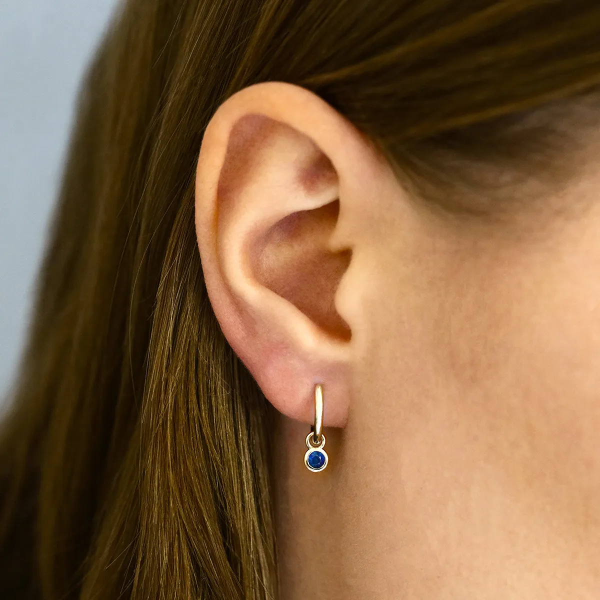 Birthstone Collection 0.33ct Sapphire Drop Hoop Earrings | 9K Yellow Gold