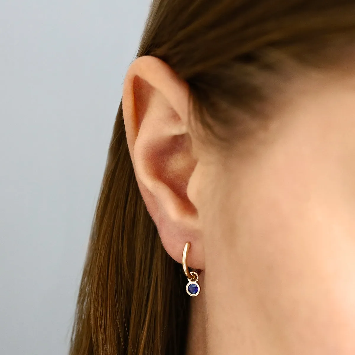 Birthstone Collection 0.33ct Sapphire Drop Hoop Earrings | 9K Yellow Gold