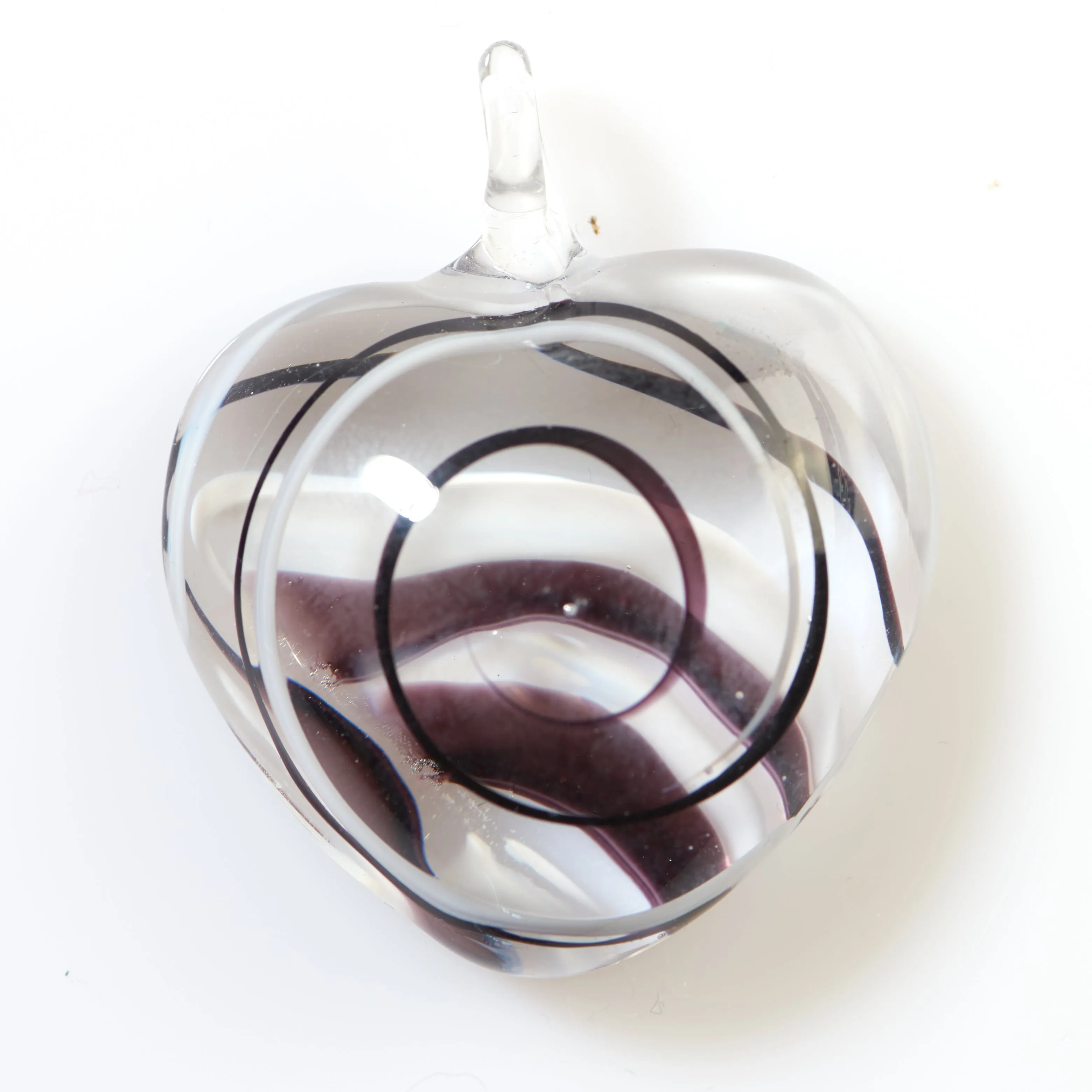 Black and White Swirl Glass Heart