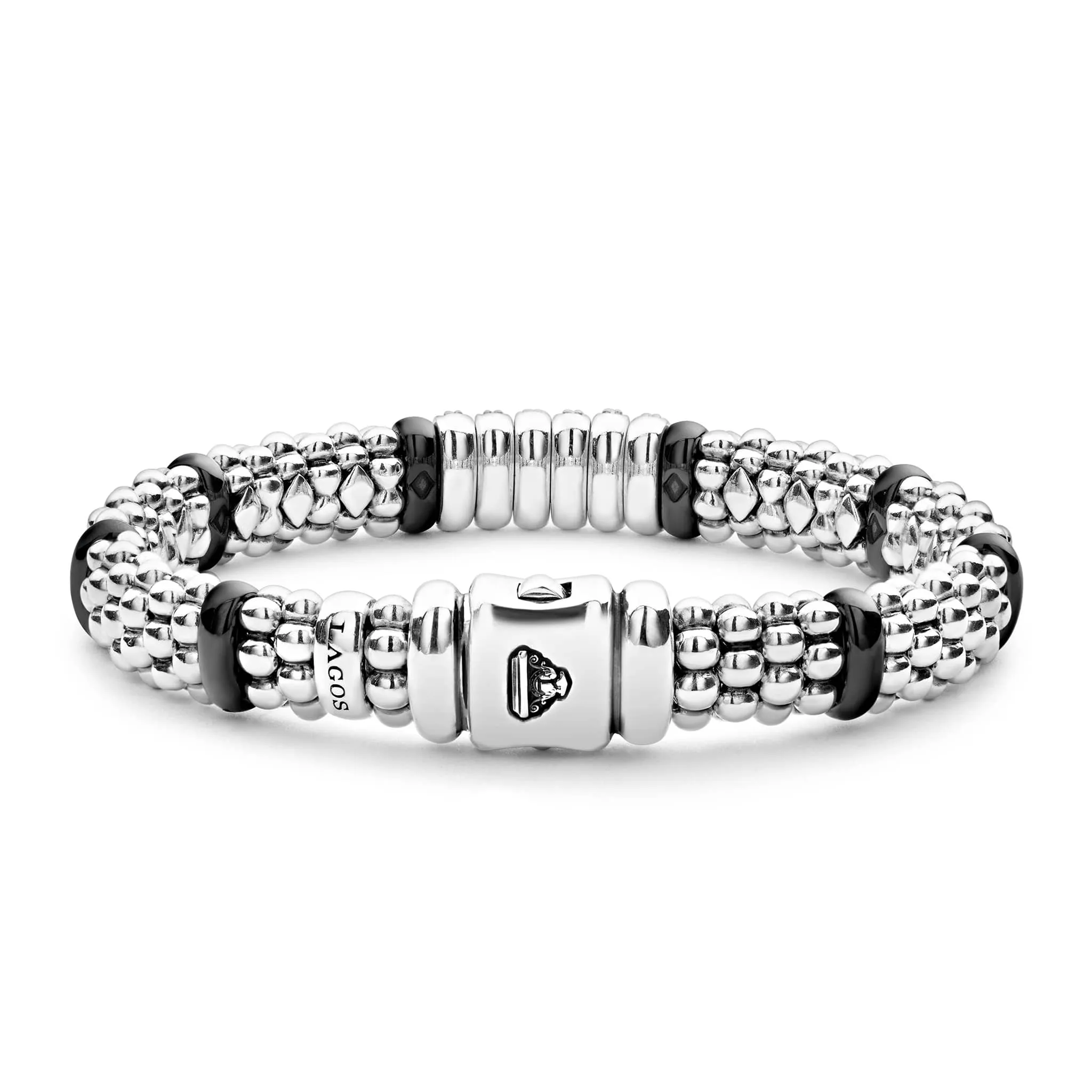 Black Caviar Six Station Diamond Caviar Bracelet | 9mm
