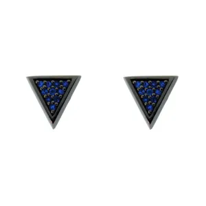 Blackened 18k Gold Tres Puntos Earrings Blue Sapphire