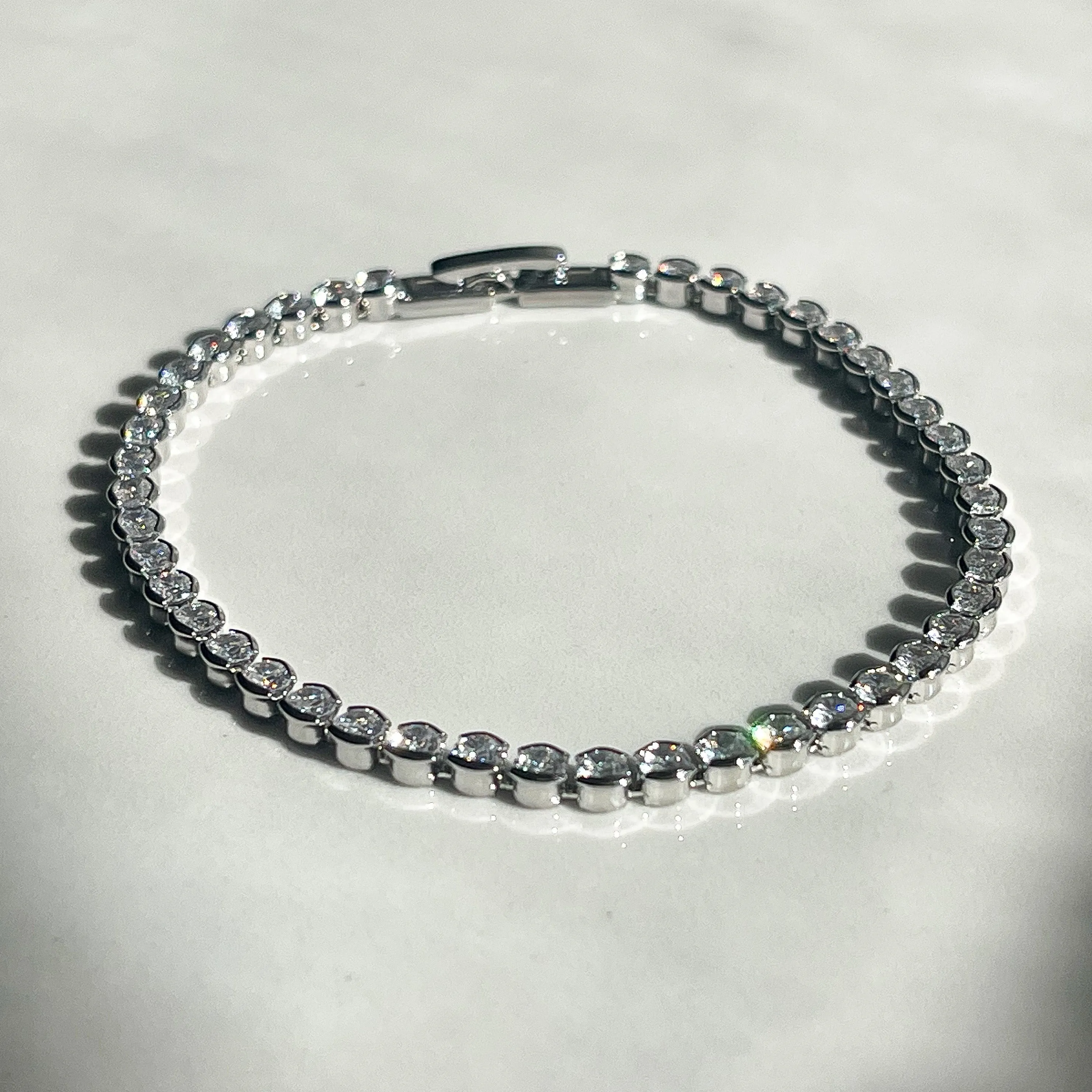 Blake Tennis Bezel Bracelet - Platinum