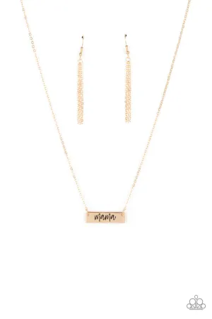 Blessed Mama Gold Mother's Day Mom Short Bar Paparazzi Necklace